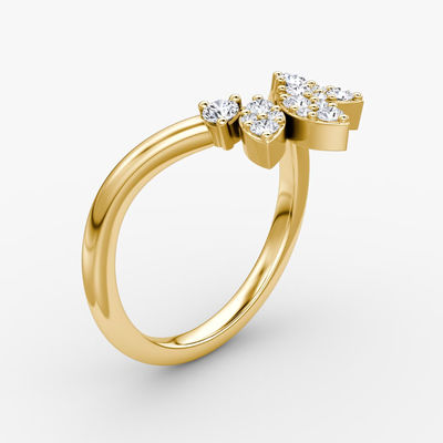 Nuovi arrivati disegna eleganti anelli 925 Sterling Silver 18K Gold Petal Crown Band