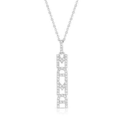 Elegante 925 Sterling Silver 14K Gold MAMA Collare a sospensione fluttuante lungo