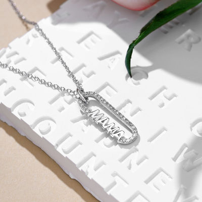 18k oro mamma clip pendente collana in 925 sterling argento