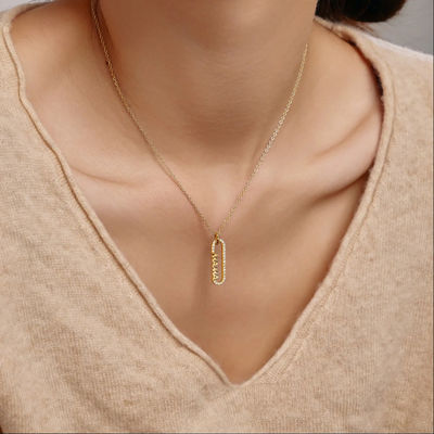 18k oro mamma clip pendente collana in 925 sterling argento