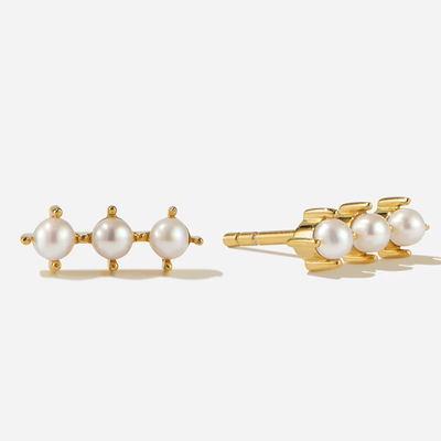 Orecchini in oro 18K Perla Stud Sterling Silver con logo personalizzato