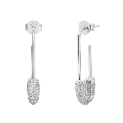 Orecchini da cerchione per donne in argento 925 con diamante chiaro CZ gioielli in oro giallo brasiliano