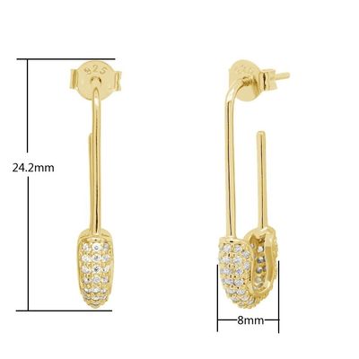 Orecchini da cerchione per donne in argento 925 con diamante chiaro CZ gioielli in oro giallo brasiliano