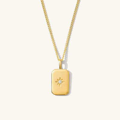 Collare dorato rettangolare stella piccola 925 Sterling Silver per bambini