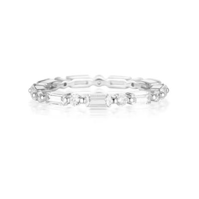 18K oro semplice moderno rettangolare taglio Bianco CZ 925 Sterling Silver Anello eterno donna regalo festa