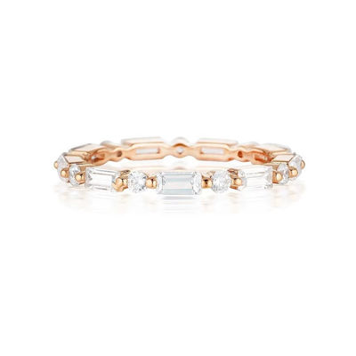18K oro semplice moderno rettangolare taglio Bianco CZ 925 Sterling Silver Anello eterno donna regalo festa
