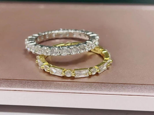 18K oro semplice moderno rettangolare taglio Bianco CZ 925 Sterling Silver Anello eterno donna regalo festa