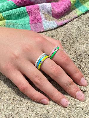 Elegante anello di smalto con zirconia cubica rettangolare 925 gioielli in argento regalo per donne
