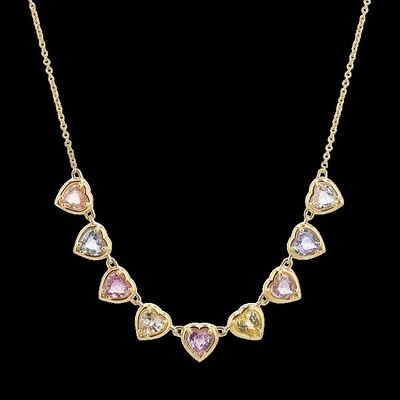 Collare di zaffiro in forma di cuore e zirconia cubica