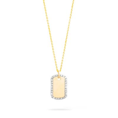 Collana incisa con zirconi placcata oro rodio in argento sterling 925