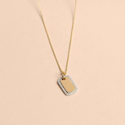 Collana incisa con zirconi placcata oro rodio in argento sterling 925