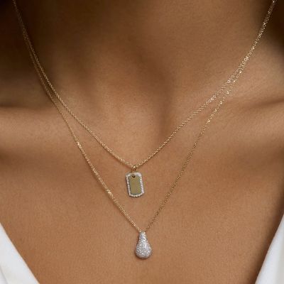 Collana incisa con zirconi placcata oro rodio in argento sterling 925