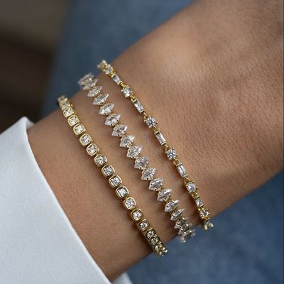 Bracciale Tennis in Zirconia da 3mm Argento 925 Placcato Oro 14K Unisex