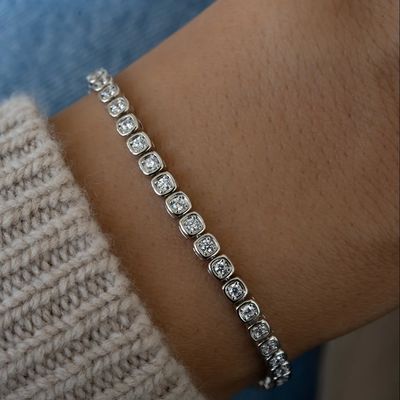 Bracciale Tennis in Zirconia da 3mm Argento 925 Placcato Oro 14K Unisex
