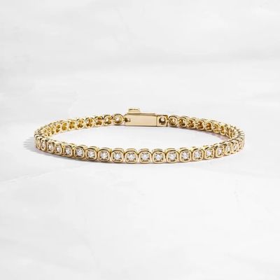 Bracciale Tennis in Zirconia da 3mm Argento 925 Placcato Oro 14K Unisex