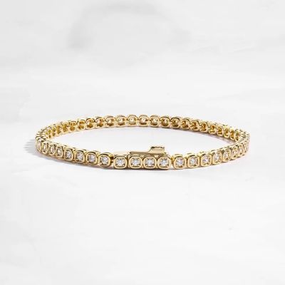 Bracciale Tennis in Zirconia da 3mm Argento 925 Placcato Oro 14K Unisex