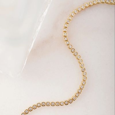 Bracciale Tennis in Zirconia da 3mm Argento 925 Placcato Oro 14K Unisex