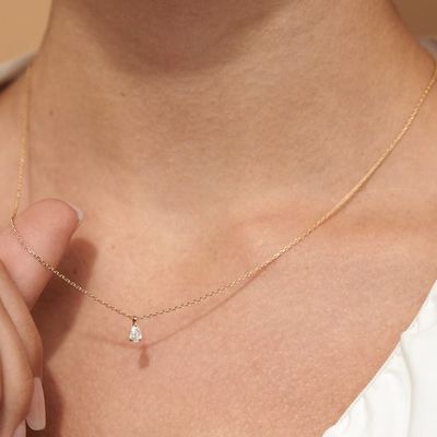 925 Sterling Silver Pear Cut Zircon Pendant Collare per Donne