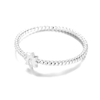 Anello unisex con sole e luna in argento sterling 925 placcato oro 18 carati