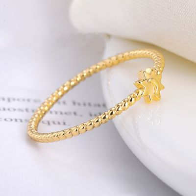 Anello unisex con sole e luna in argento sterling 925 placcato oro 18 carati