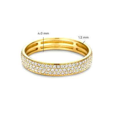Anello a mezza eternità in argento sterling 925 placcato oro 18 carati con zirconi per donna
