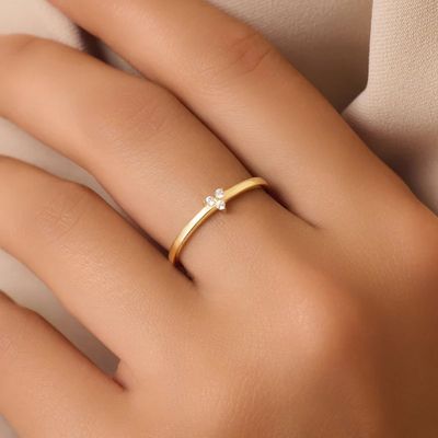 925 Sterling Silver Gold Plated CZ Anello di loto per donne