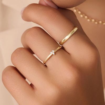 925 Sterling Silver Gold Plated CZ Anello di loto per donne