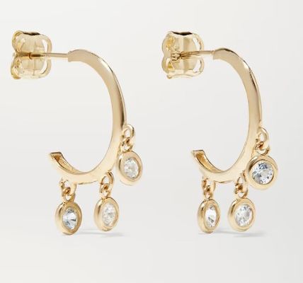 Orecchini di cerchiera in ottone placcato in oro 14K con sistemazione a cerniera di zircone