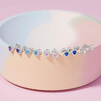 925 Sterling Silver 14K Gold Plated Heart CZ Baby Stud Orecchini