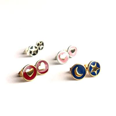 Orecchini a lobo a forma di cuore da 8 mm in argento sterling 925 con smalto rosa