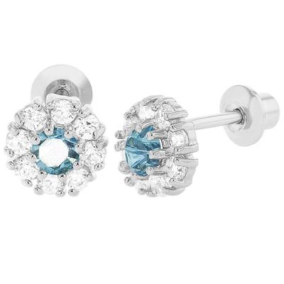 Orecchini a lobo a fiore in argento 925 con zirconi per bambini, MOQ 30PRS