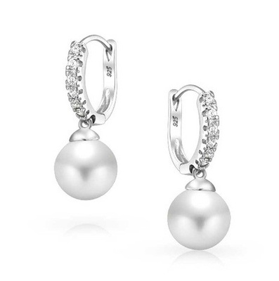 Orecchini per pendenti in zirconia cubica per perla da 10 mm