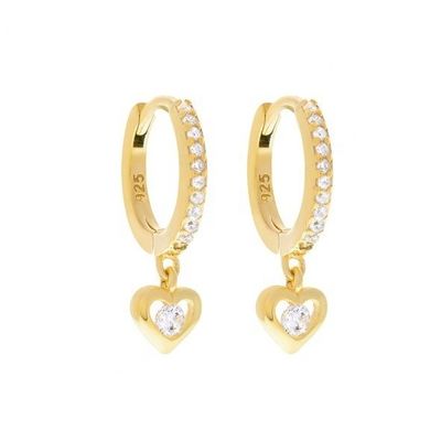 Mini Dangle Heart CZ Huggie auricolari placcati in oro aggiungono un tocco di fascino al tuo look