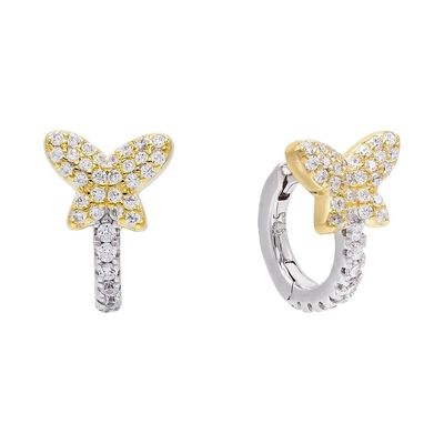 Mini Summer Butterfly White CZ Huggies 925 orecchini in argento sterling