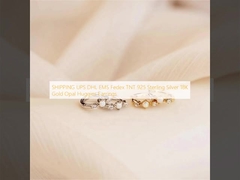 Spedizione UPS DHL EMS Fedex TNT 925 Sterling Silver 18K Gold Opal Huggies Orecchini