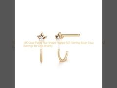 18K oro placcato in forma di stella Huggie 925 Sterling Silver Stud orecchini per ragazze Gioielli